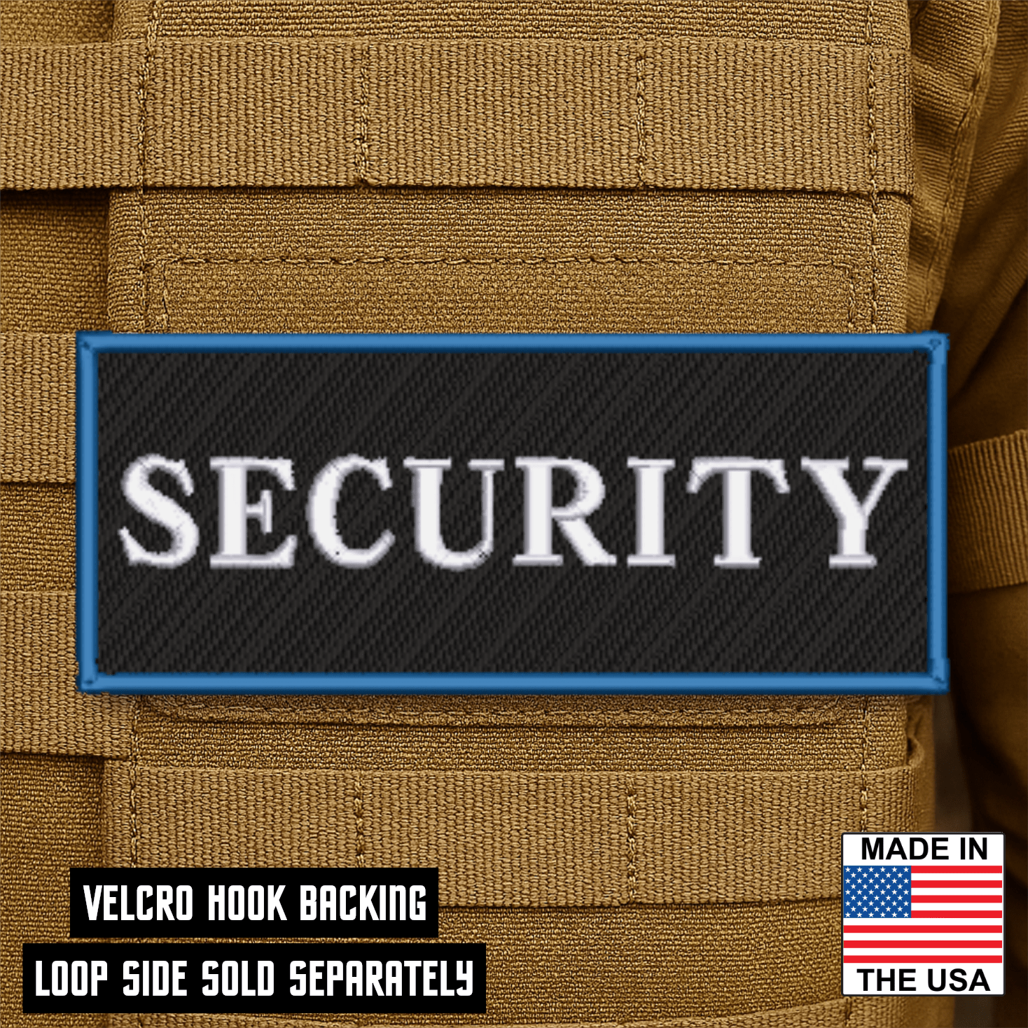 Security ID Plate Carrier Patch 2.5" x 6" Hook & Loop | Made in USA - LoneStar Adhesive
