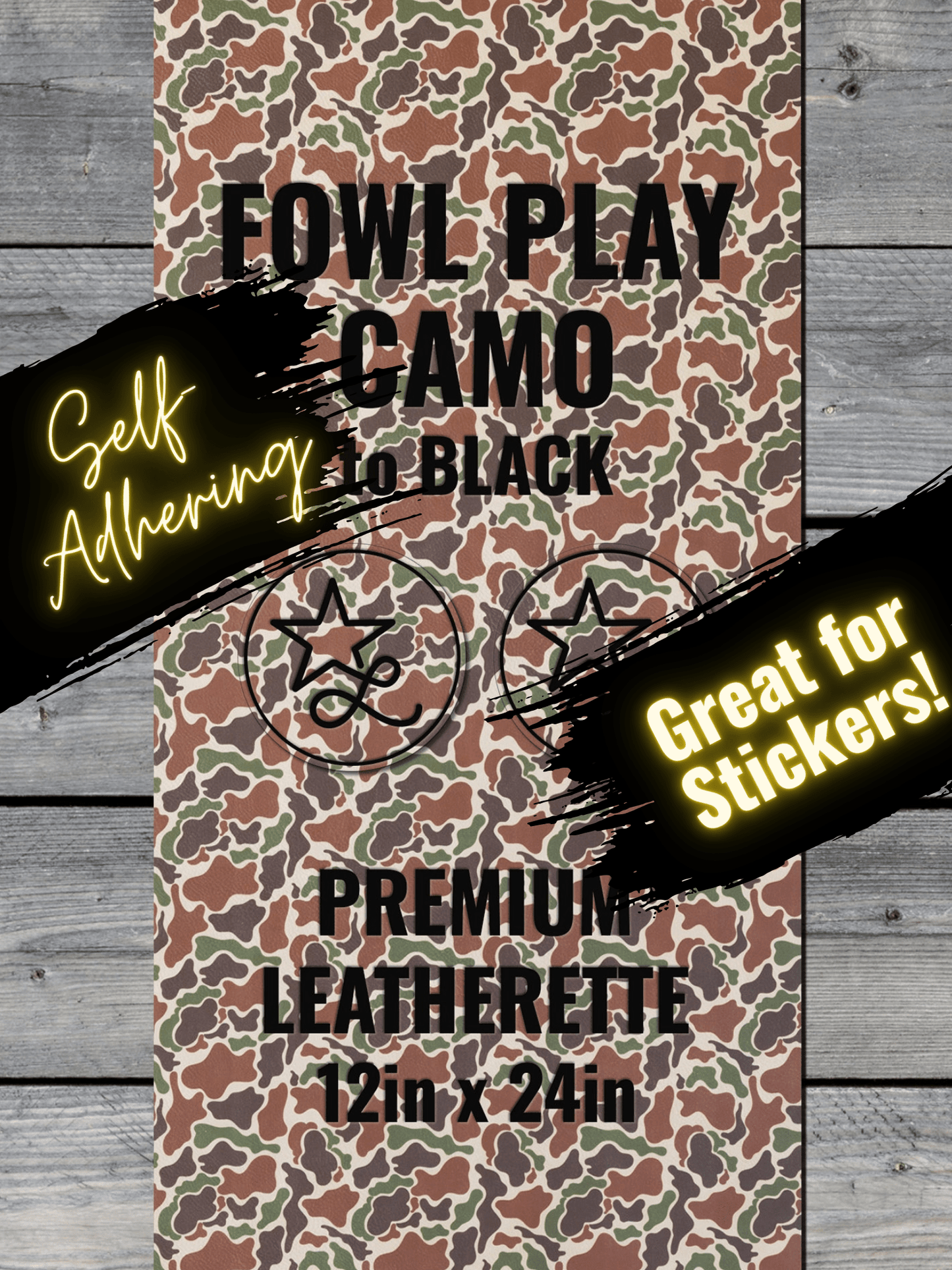 Self - Adhering Fowl Play Camo Durra - Bull Premium Leatherette™ Sheets - #LoneStar Adhesive#