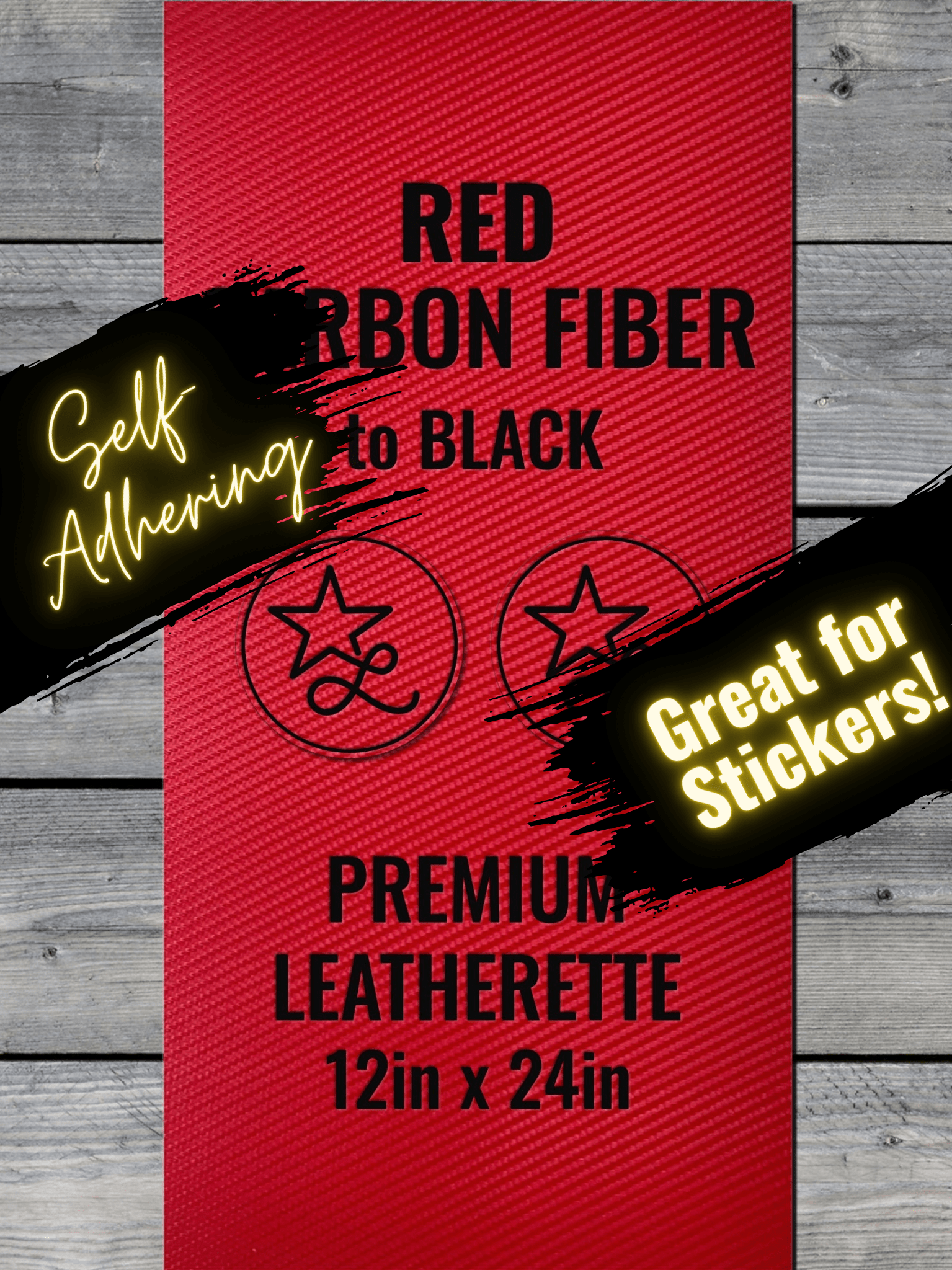 Self - Adhering Red Carbon Fiber Durra - Bull Premium Leatherette™ Sheets - #LoneStar Adhesive#