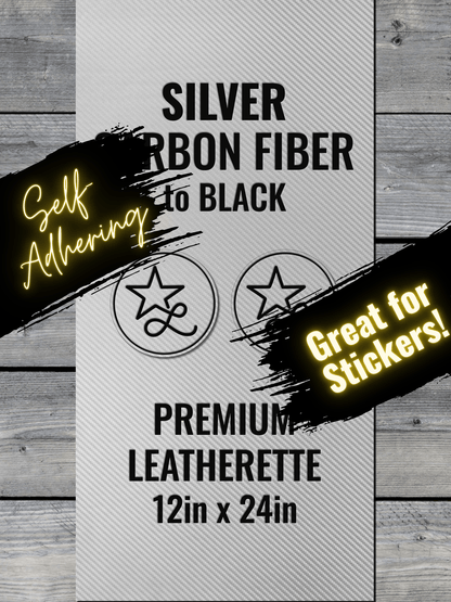 Self - Adhering Silver Carbon Fiber Durra - Bull Premium Leatherette™ Sheets - #LoneStar Adhesive#