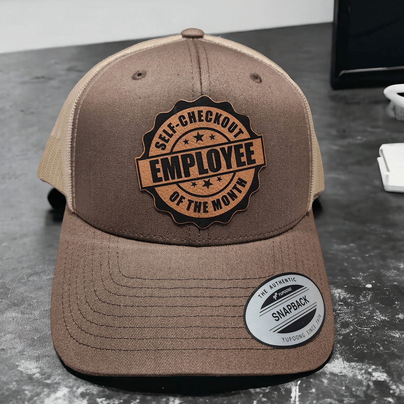 Self - Checkout Employee of the Month Leather Patch Trucker Hat - #LoneStar Adhesive#