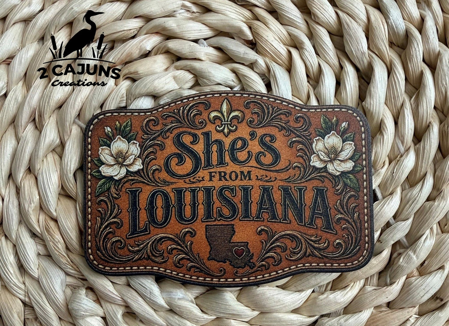 She's From Louisiana UV Printed Hat Patch - LoneStar Adhesive