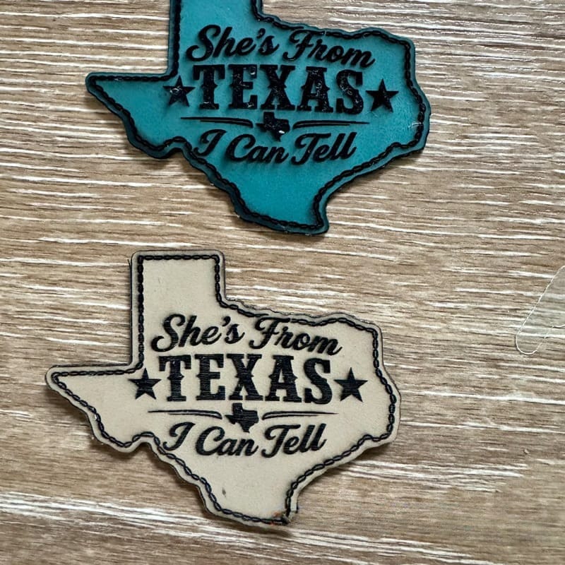 She's From Texas Leatherette Iron-On Patch - #LoneStar Adhesive#