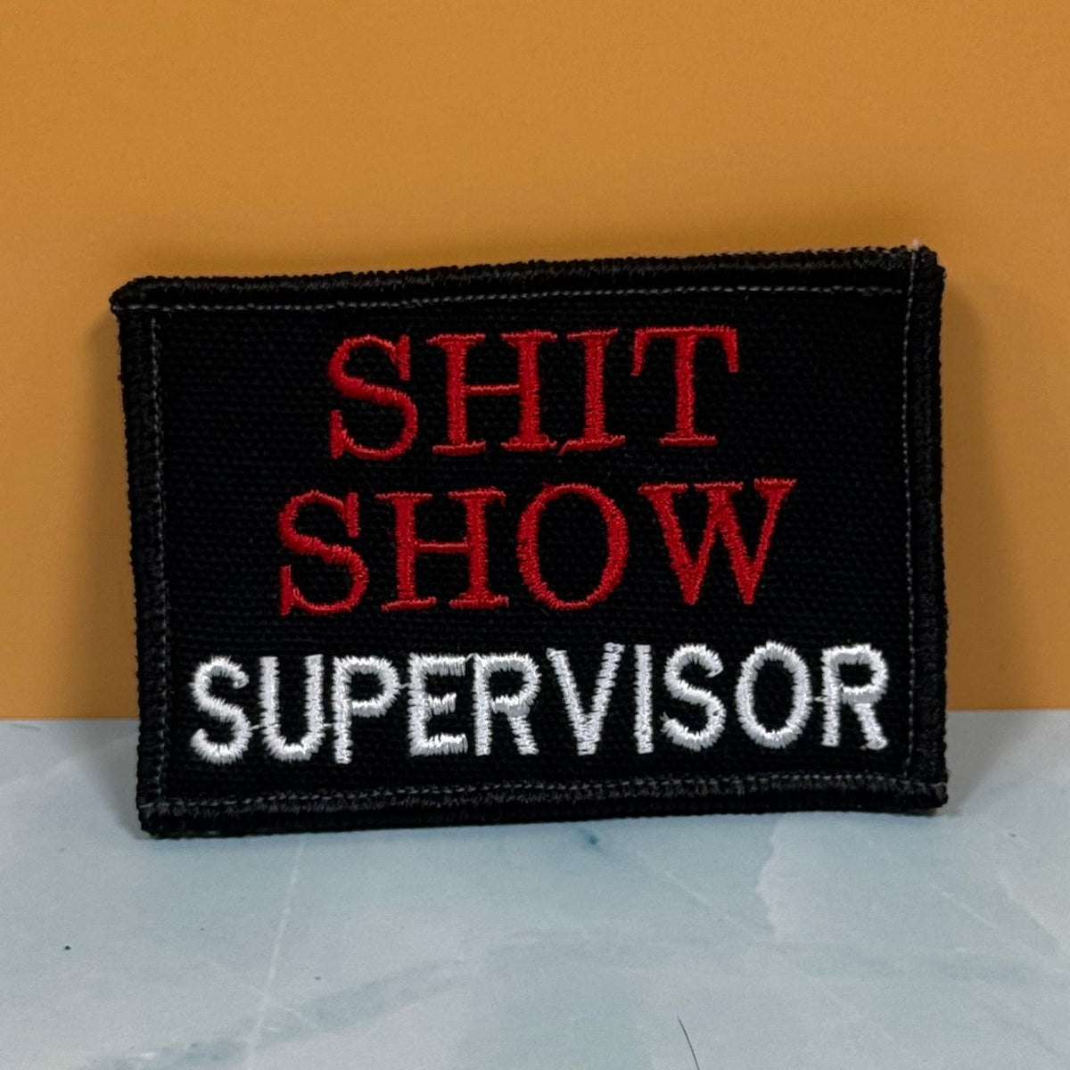 Shit Show Supervisor Funny Morale Patch, 2x3" | Made in USA | VELCRO® Brand Hook Backing - LoneStar Adhesive