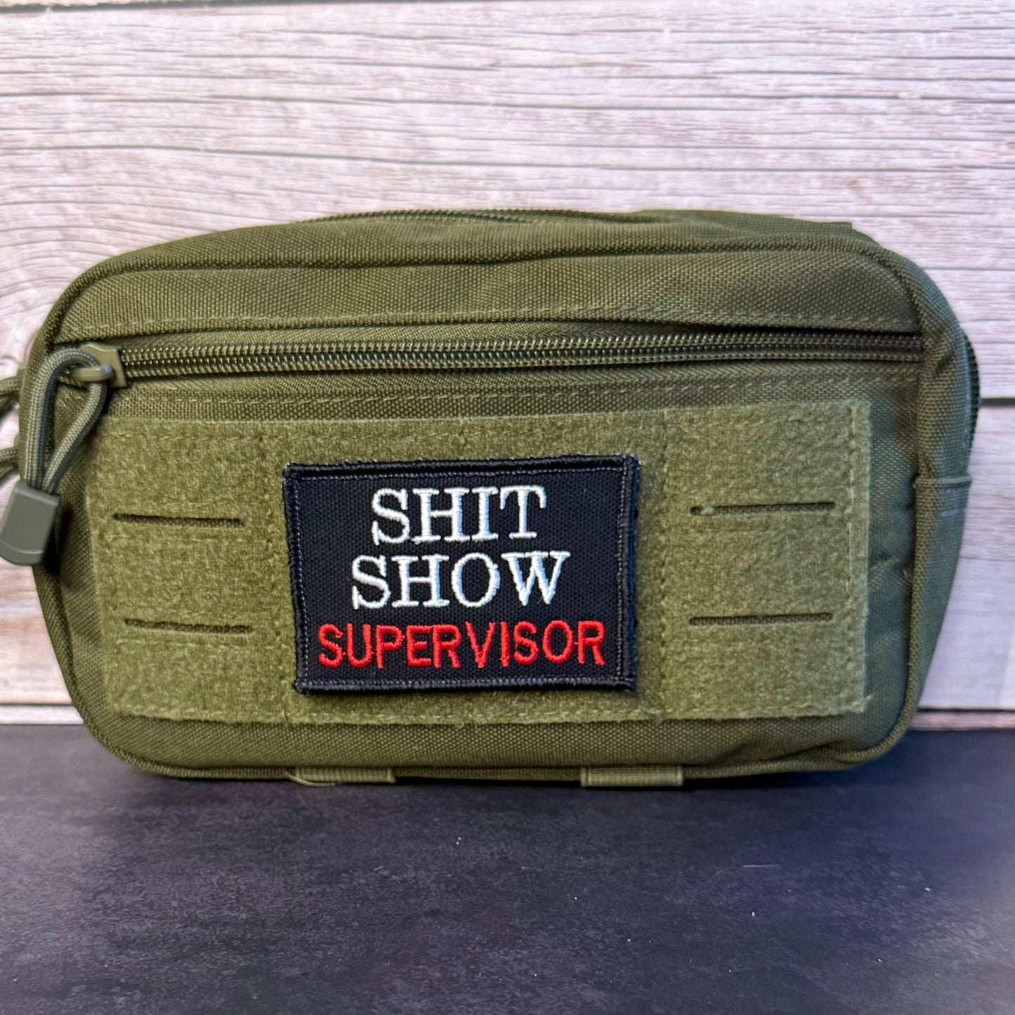 Shit Show Supervisor Funny Morale Patch, 2x3" | Made in USA | VELCRO® Brand Hook Backing - LoneStar Adhesive
