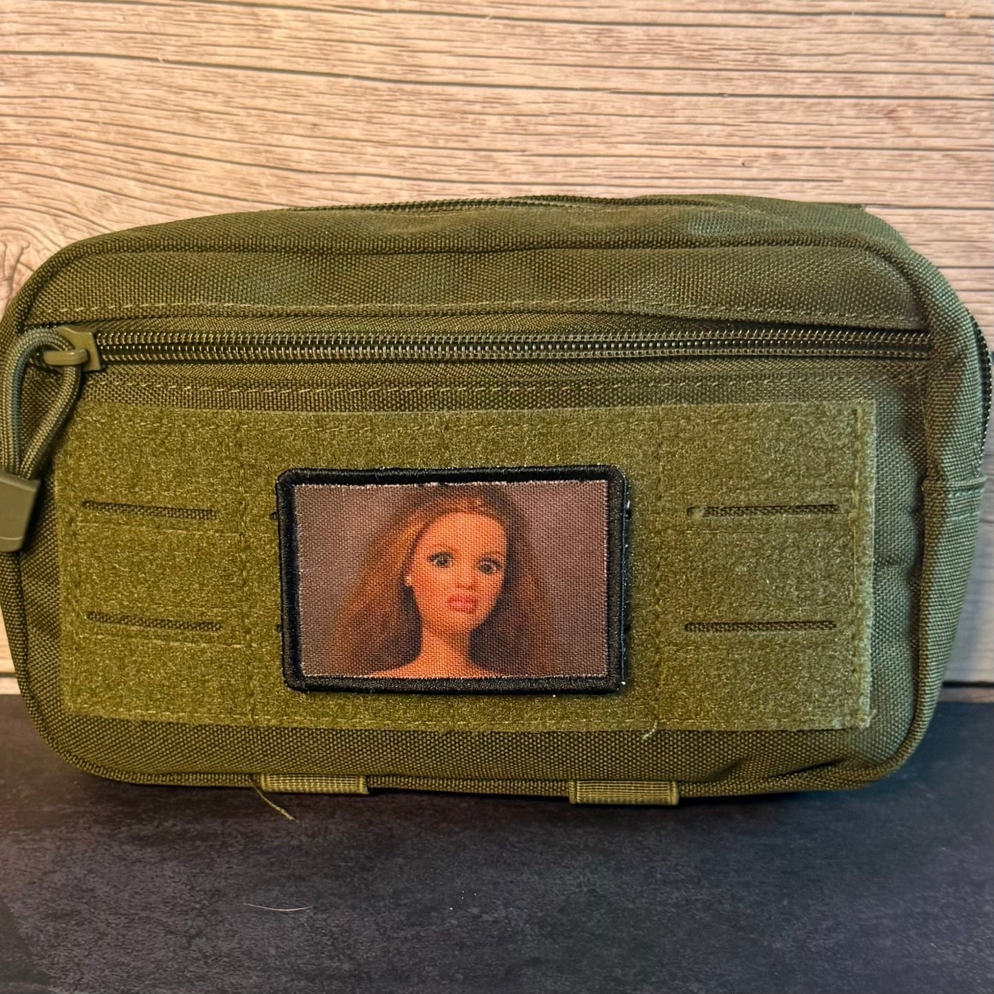 Shocked Doll Meme Funny Morale Patch, 2x3" | Made in USA | VELCRO® Brand Hook Backing - LoneStar Adhesive