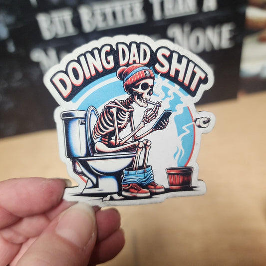 Skeleton Dadding on the Toilet UV Printed Leatherette Hat Patch - MR01 - LoneStar Adhesive