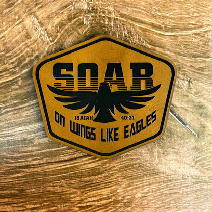 Soar Isaiah 40:31 Patch – Laser Engraved Leather Patch - LoneStar Adhesive