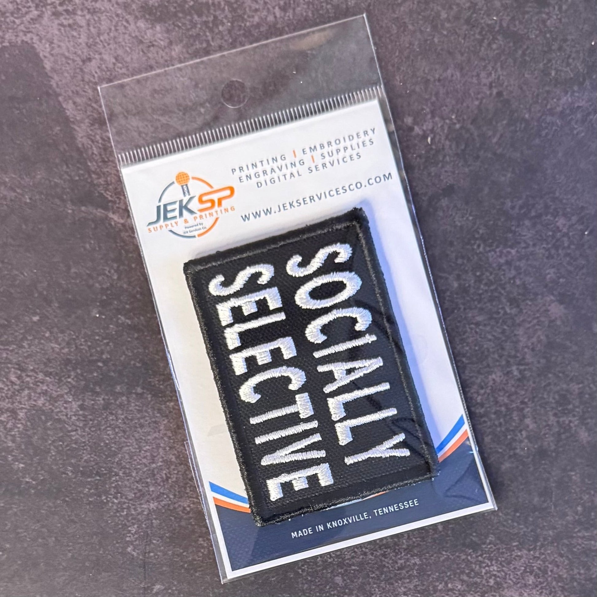 Socially Selective Funny Morale Patch, 2x3" | Made in USA | VELCRO® Brand Hook Backing - LoneStar Adhesive