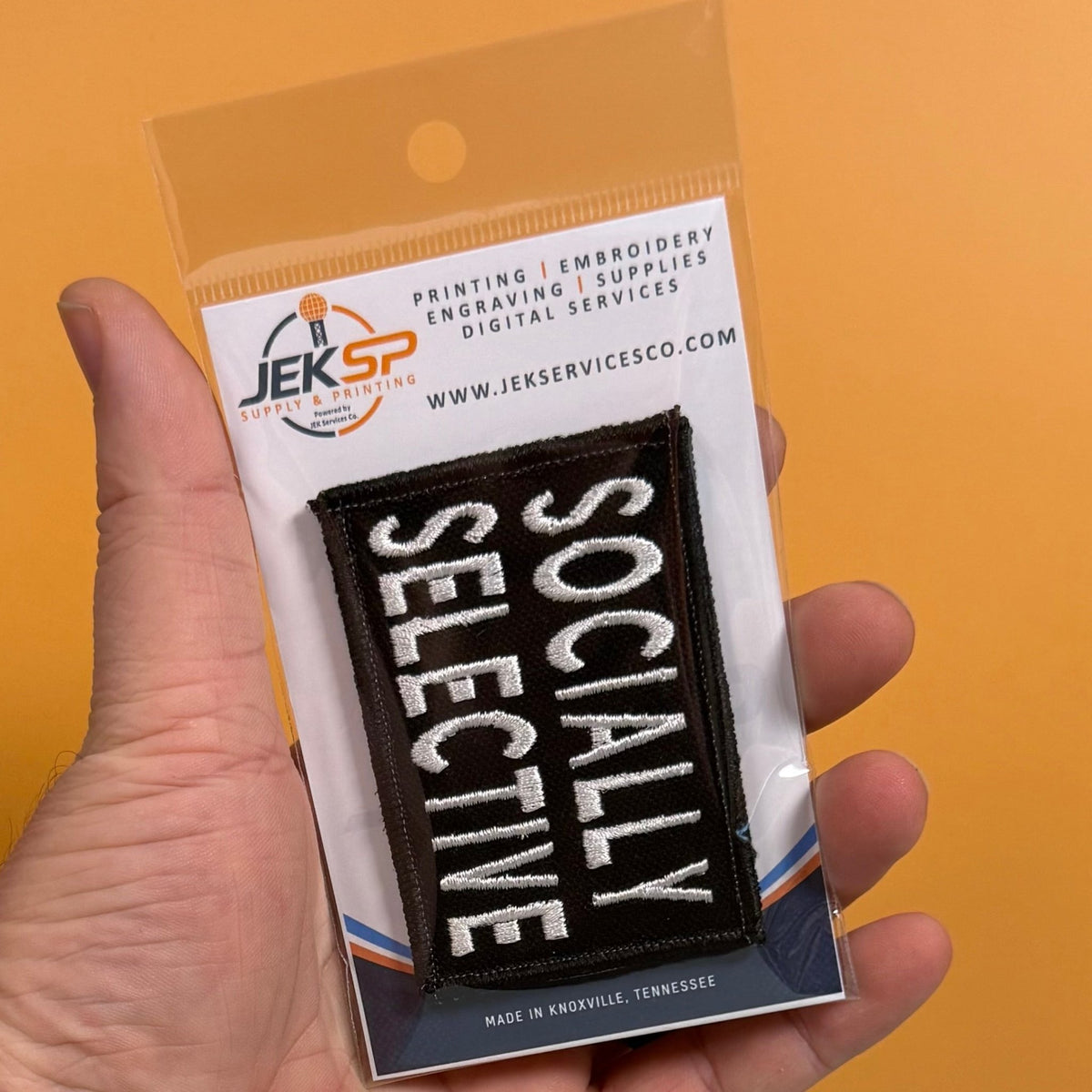 Socially Selective Funny Morale Patch, 2x3" | Made in USA | VELCRO® Brand Hook Backing - LoneStar Adhesive