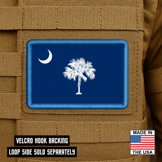 South Carolina State Flag Patch 2"x3" Hook & Loop | Made in USA | Pro - Print Full Color & Tactical Options - LoneStar Adhesive