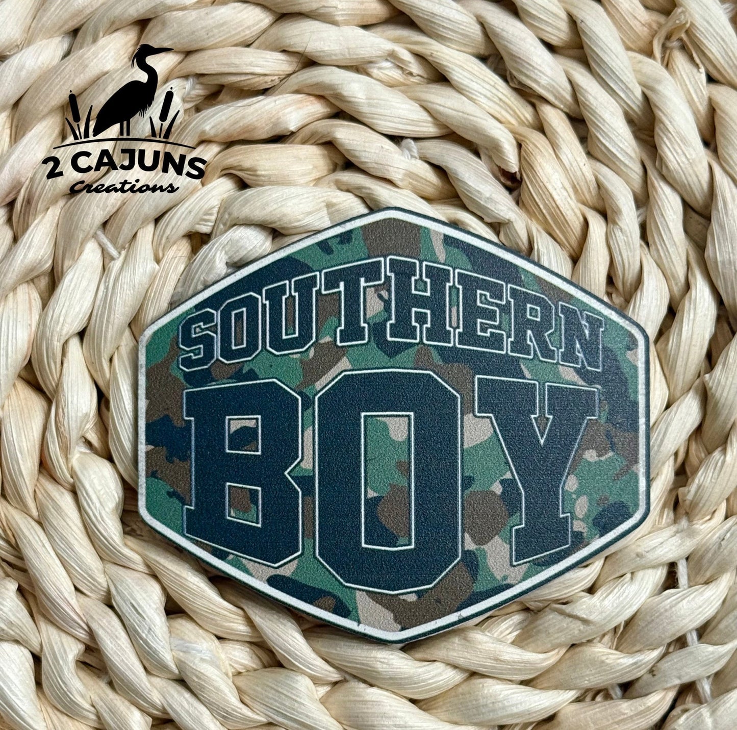 Southern Boy Hex UV Printed Leatherette Hat Patch - LoneStar Adhesive