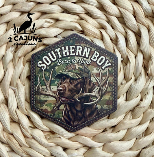 Southern Boy Labrador with Antler UV Printed Hat Patch - LoneStar Adhesive