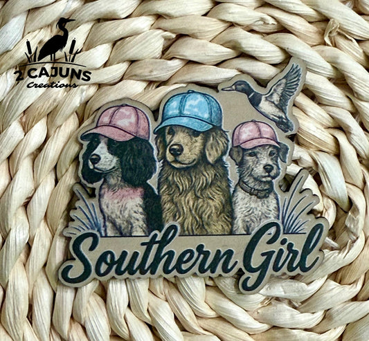 Southern Girl Dogs in Hats UV Printed Leatherette Hat Patch - LoneStar Adhesive