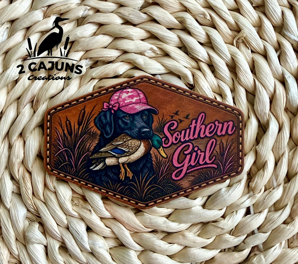 Southern Girl Lab with Duck UV Printed Hat Patch - LoneStar Adhesive