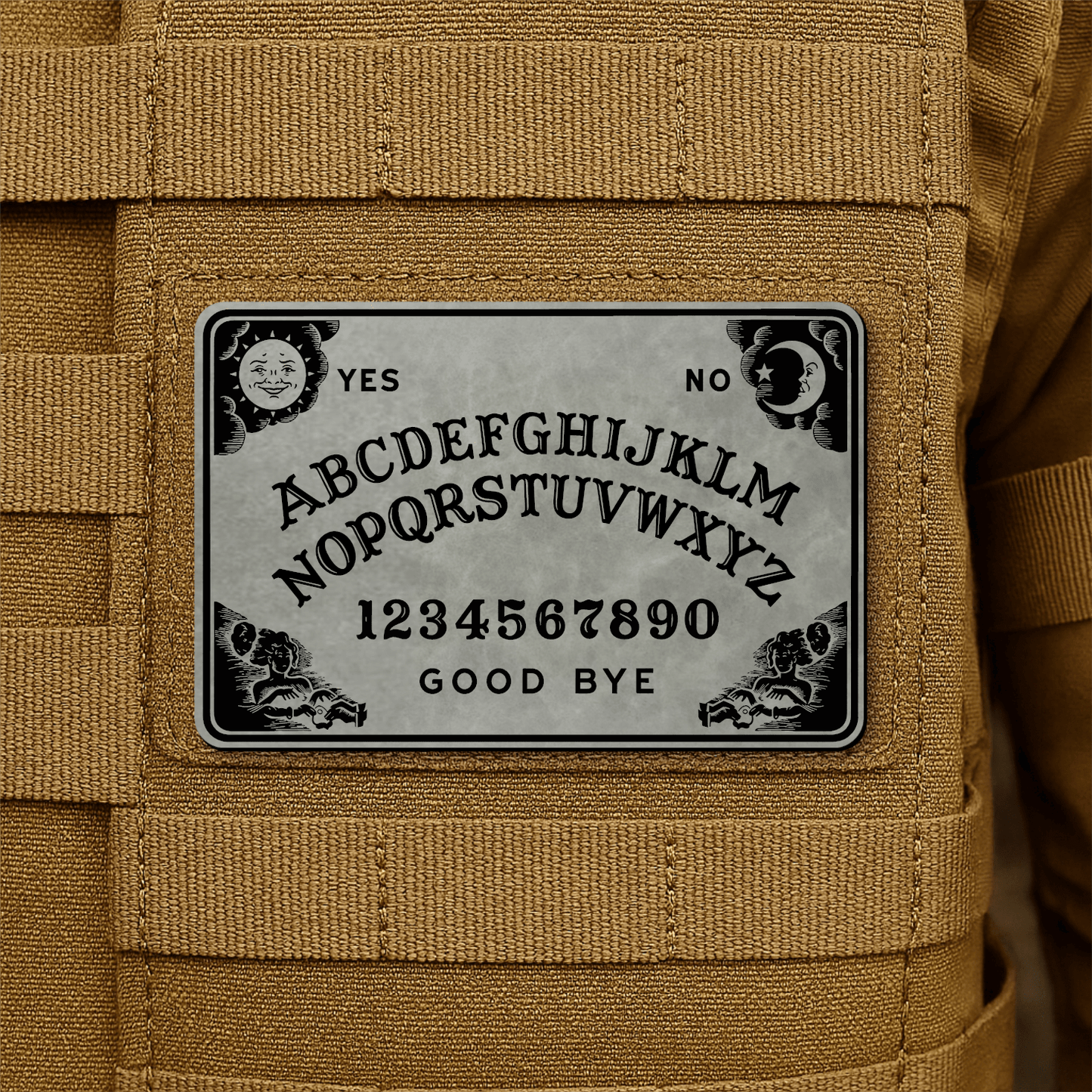 Spirit Talking Board, Ouija Inspired Funny Morale Patch 2"x3" Hook & Loop | Made in USA - LoneStar Adhesive