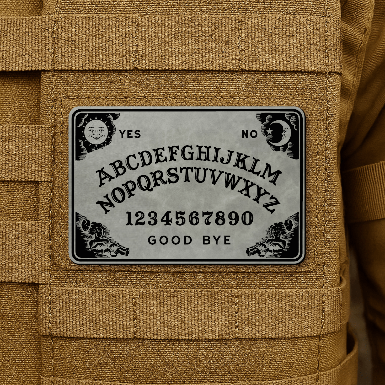 Spirit Talking Board, Ouija Inspired Funny Morale Patch 2"x3" Hook & Loop | Made in USA - LoneStar Adhesive