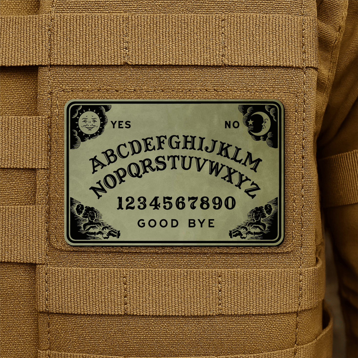Spirit Talking Board, Ouija Inspired Funny Morale Patch 2"x3" Hook & Loop | Made in USA - LoneStar Adhesive