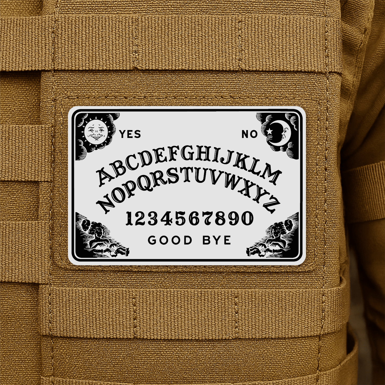 Spirit Talking Board, Ouija Inspired Funny Morale Patch 2"x3" Hook & Loop | Made in USA - LoneStar Adhesive