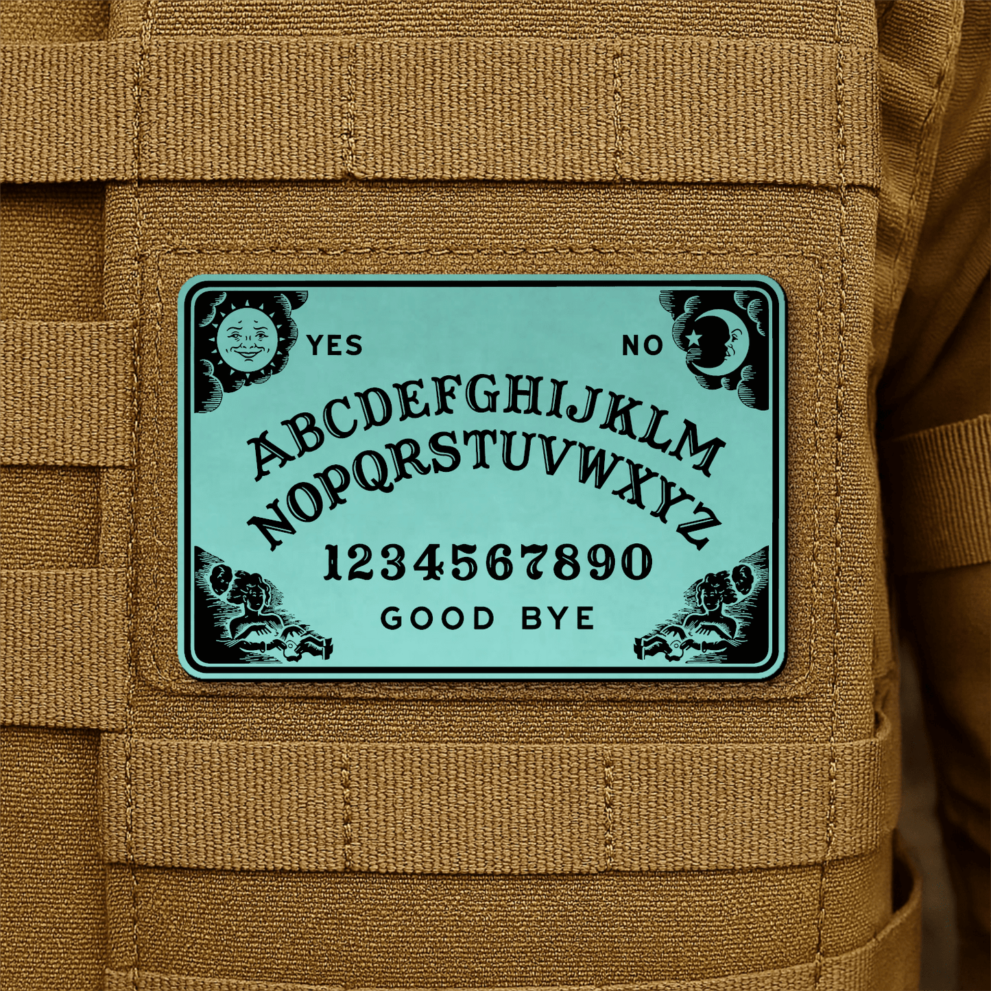 Spirit Talking Board, Ouija Inspired Funny Morale Patch 2"x3" Hook & Loop | Made in USA - LoneStar Adhesive