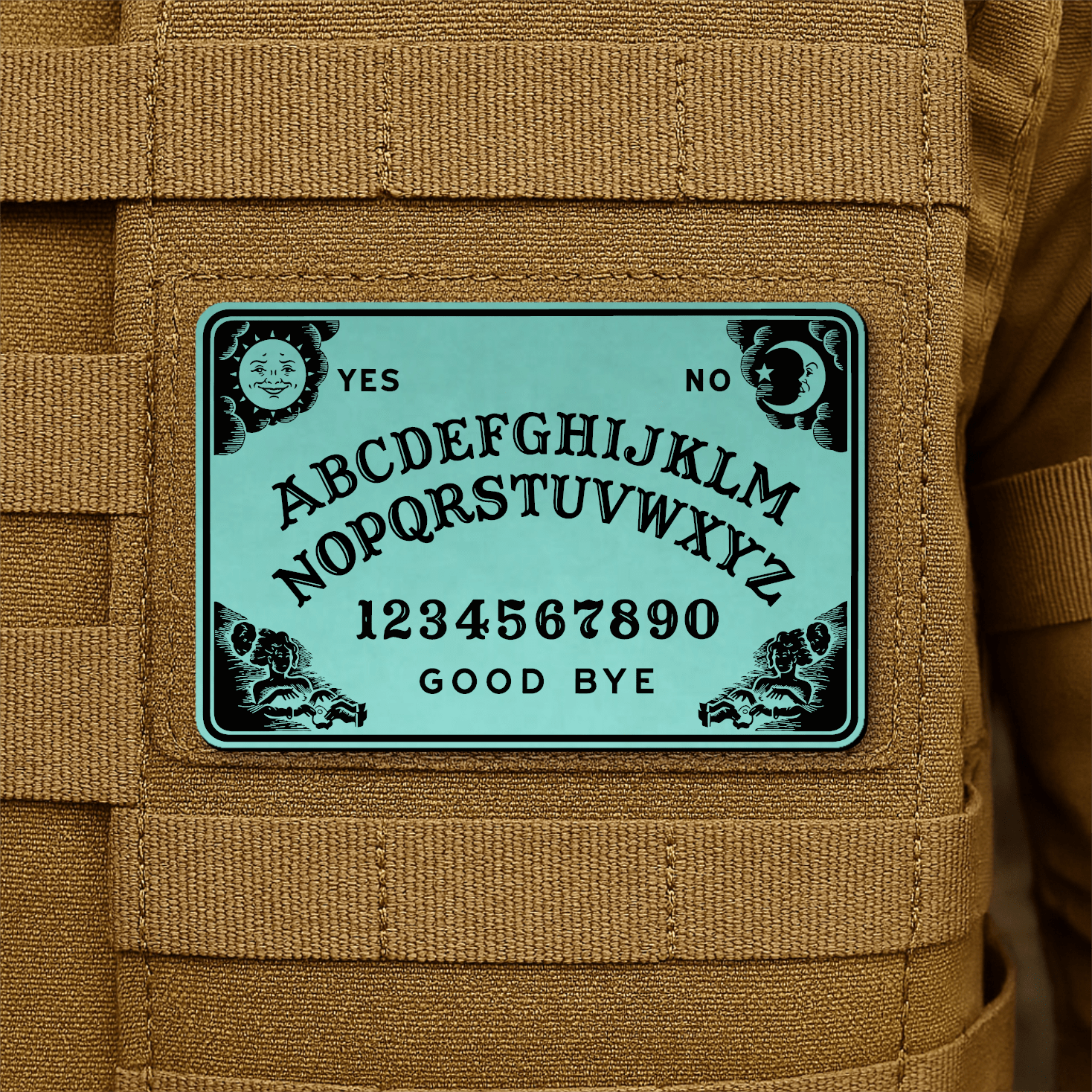 Spirit Talking Board, Ouija Inspired Funny Morale Patch 2"x3" Hook & Loop | Made in USA - LoneStar Adhesive