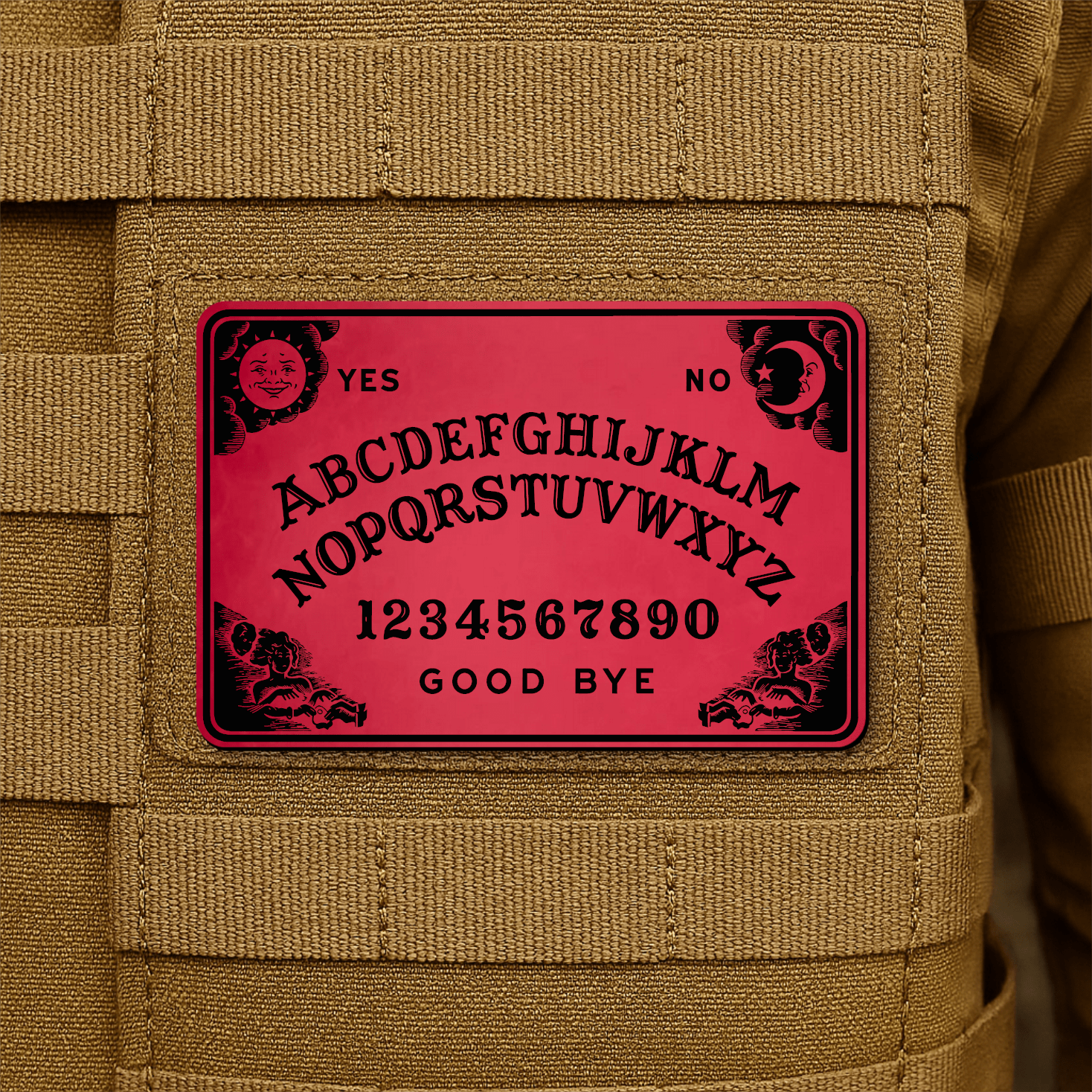 Spirit Talking Board, Ouija Inspired Funny Morale Patch 2"x3" Hook & Loop | Made in USA - LoneStar Adhesive