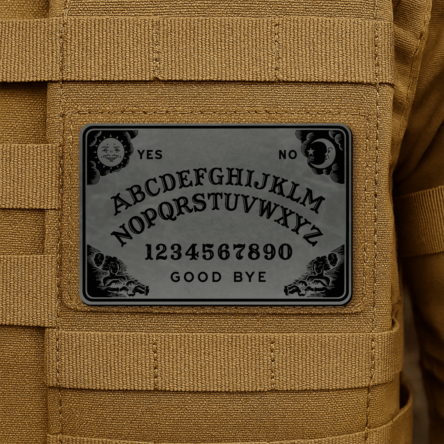 Spirit Talking Board, Ouija Inspired Funny Morale Patch 2"x3" Hook & Loop | Made in USA - LoneStar Adhesive