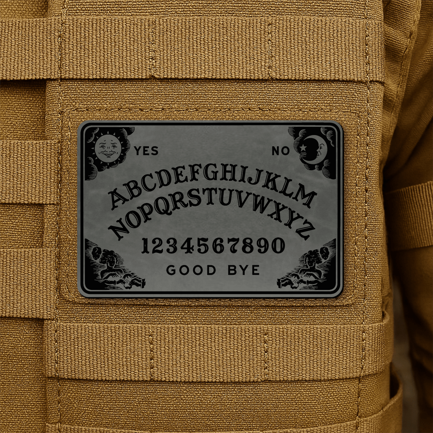 Spirit Talking Board, Ouija Inspired Funny Morale Patch 2"x3" Hook & Loop | Made in USA - LoneStar Adhesive