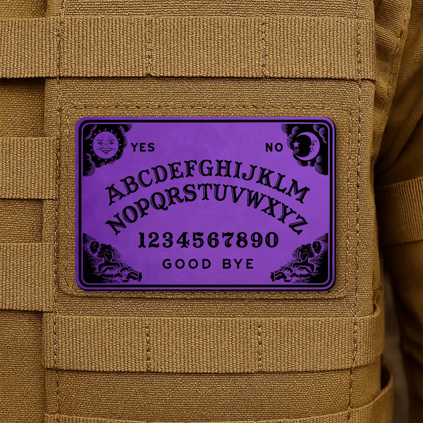 Spirit Talking Board, Ouija Inspired Funny Morale Patch 2"x3" Hook & Loop | Made in USA - LoneStar Adhesive