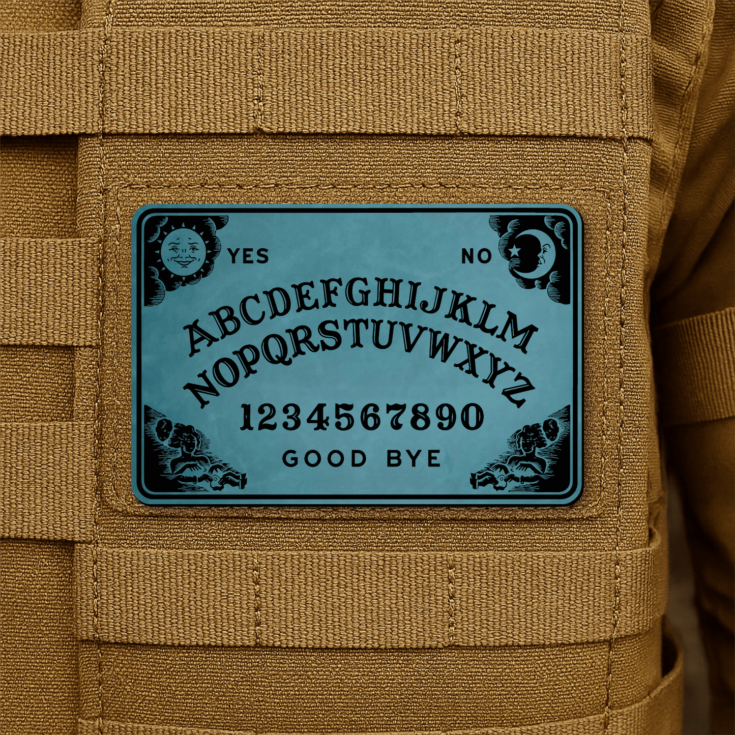 Spirit Talking Board, Ouija Inspired Funny Morale Patch 2"x3" Hook & Loop | Made in USA - LoneStar Adhesive