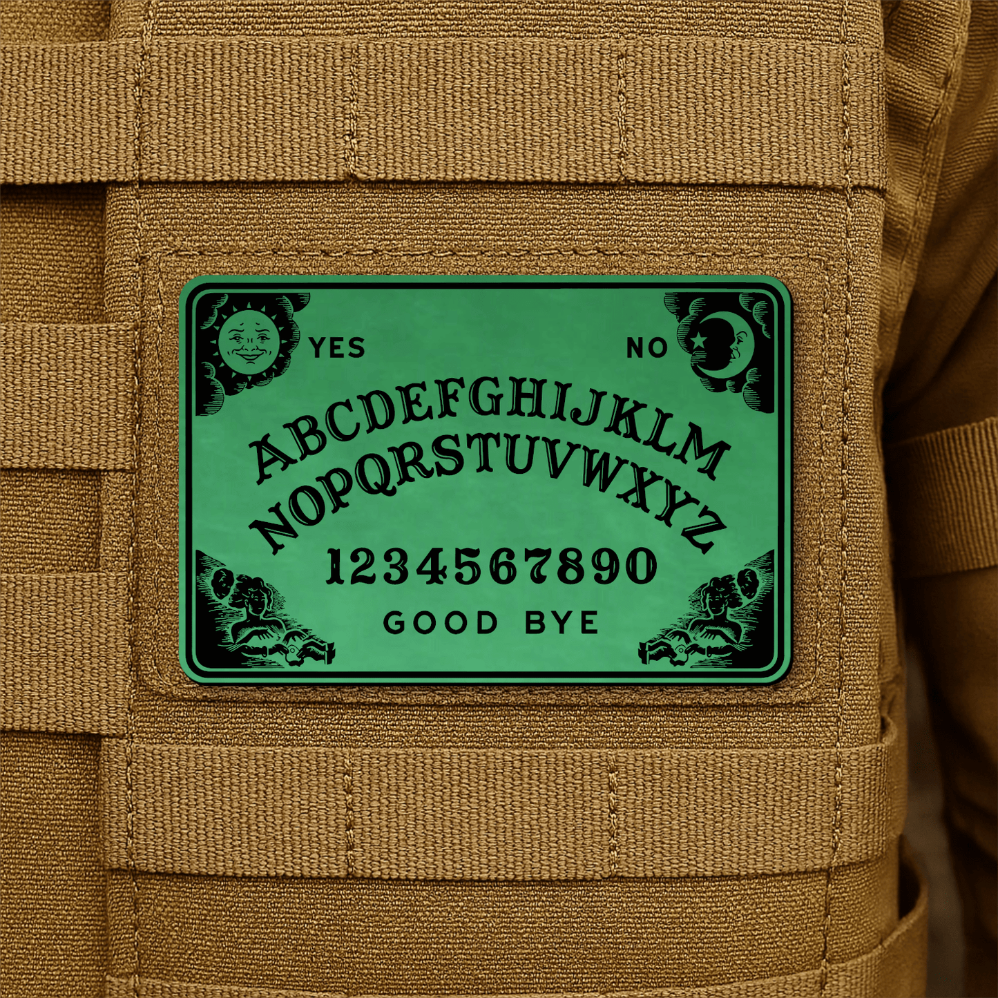 Spirit Talking Board, Ouija Inspired Funny Morale Patch 2"x3" Hook & Loop | Made in USA - LoneStar Adhesive