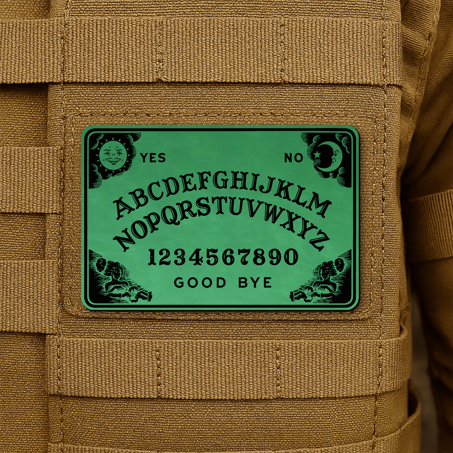 Spirit Talking Board, Ouija Inspired Funny Morale Patch 2"x3" Hook & Loop | Made in USA - LoneStar Adhesive