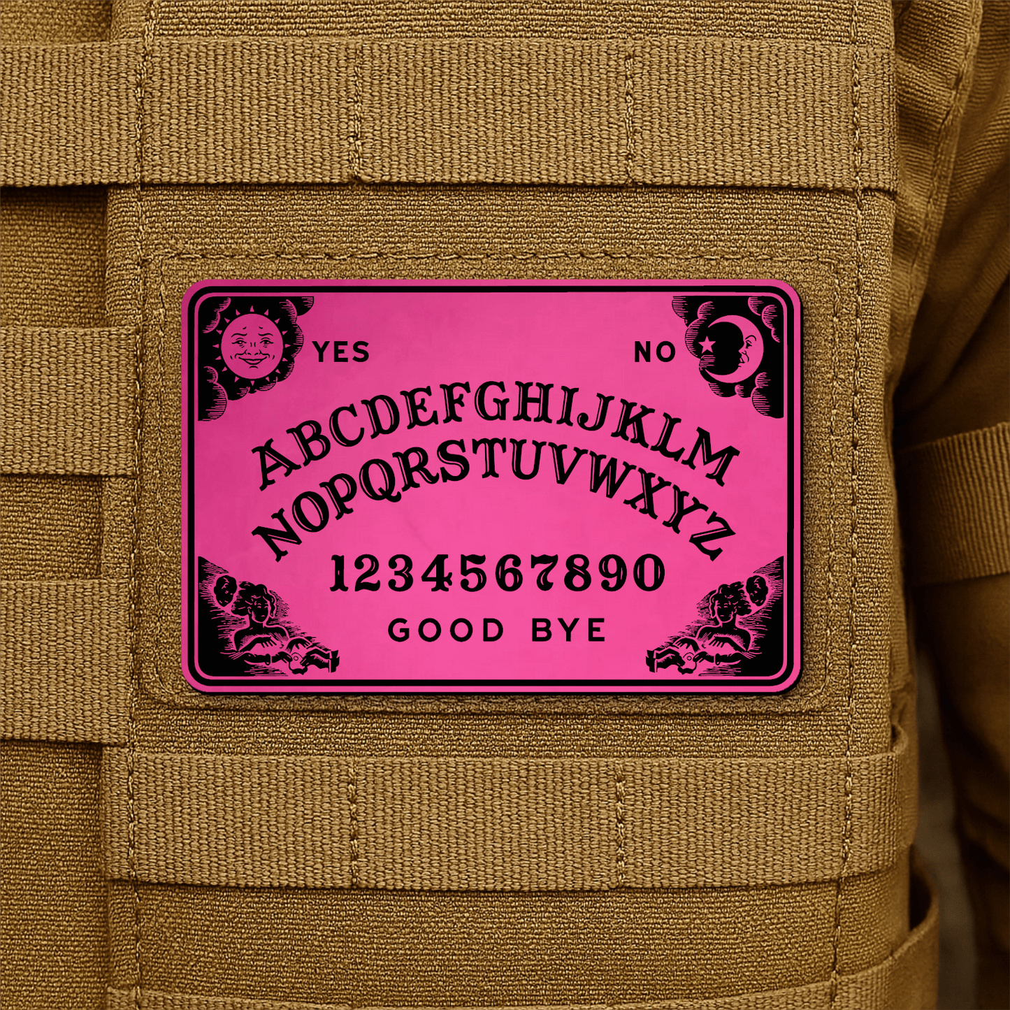 Spirit Talking Board, Ouija Inspired Funny Morale Patch 2"x3" Hook & Loop | Made in USA - LoneStar Adhesive