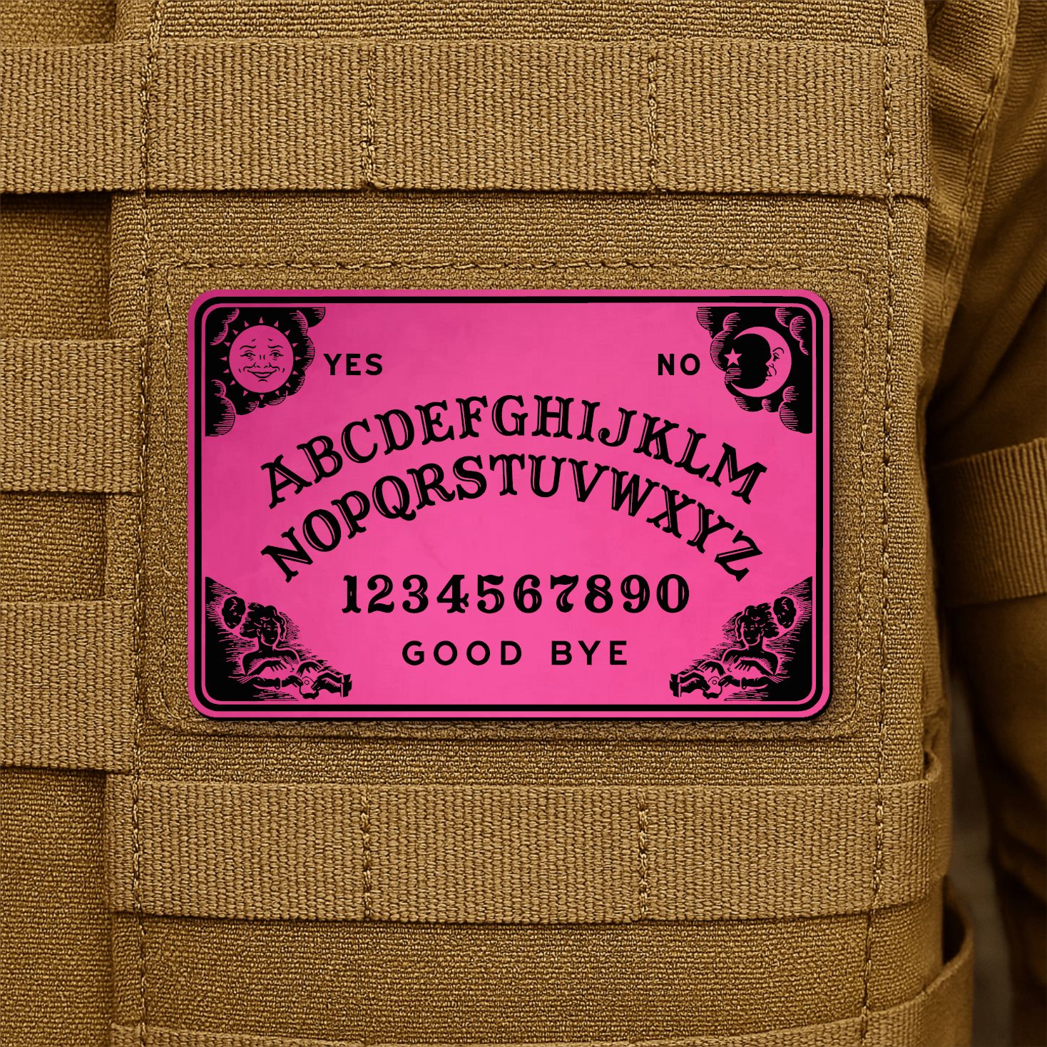 Spirit Talking Board, Ouija Inspired Funny Morale Patch 2"x3" Hook & Loop | Made in USA - LoneStar Adhesive
