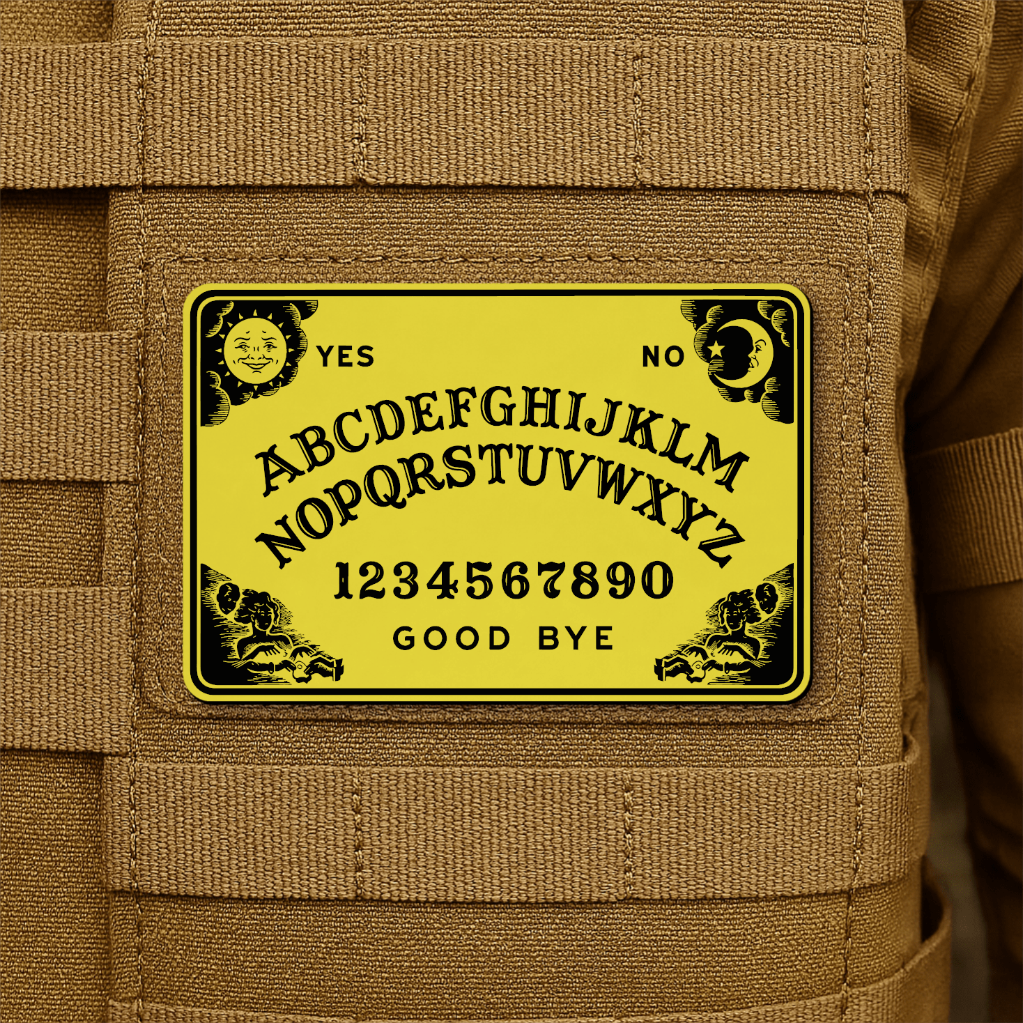 Spirit Talking Board, Ouija Inspired Funny Morale Patch 2"x3" Hook & Loop | Made in USA - LoneStar Adhesive