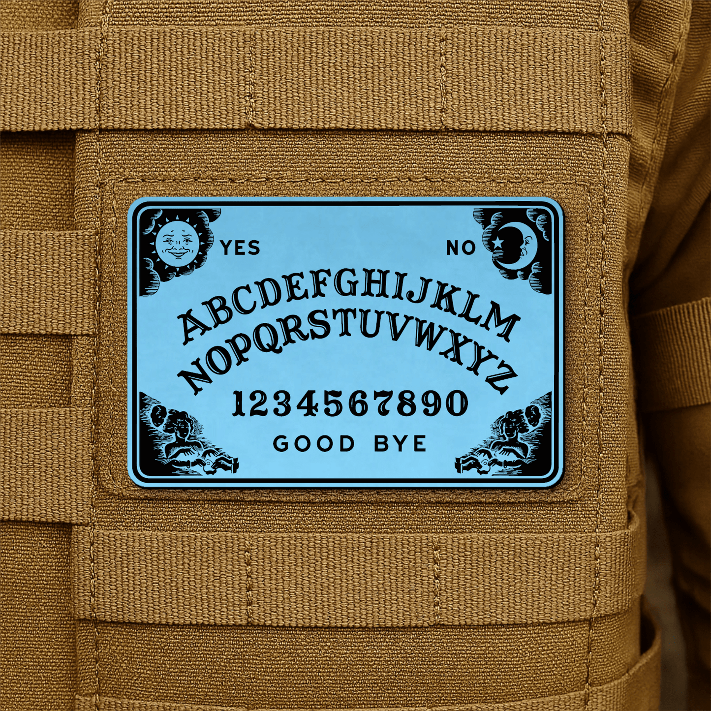 Spirit Talking Board, Ouija Inspired Funny Morale Patch 2"x3" Hook & Loop | Made in USA - LoneStar Adhesive