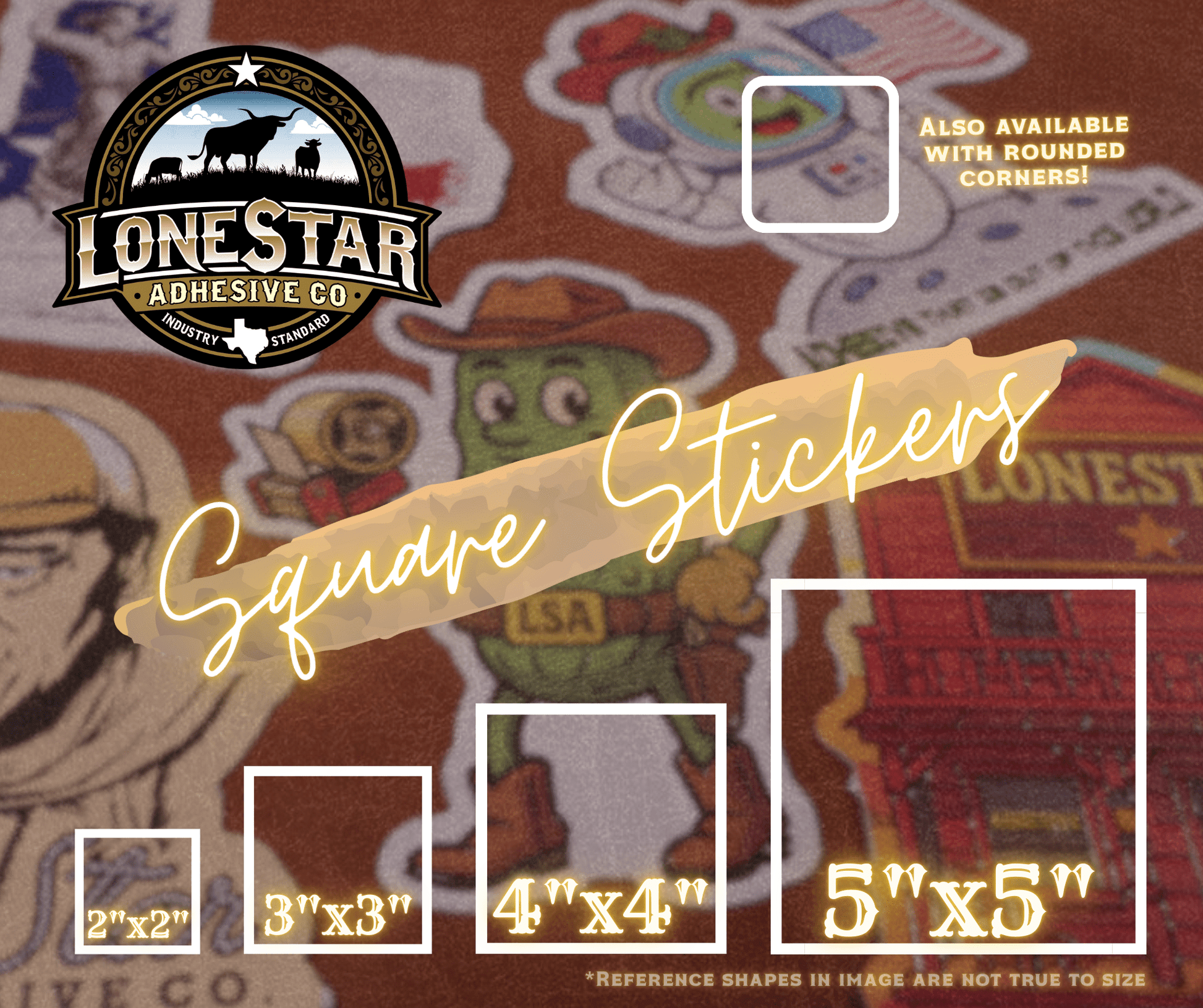 Square UV Printed Vinyl Stickers - LoneStar Adhesive