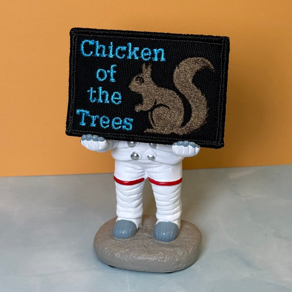 Squirrel, Chicken of the Trees Funny Morale Patch, 2x3" | Made in USA | VELCRO® Brand Hook Backing - #LoneStar Adhesive#