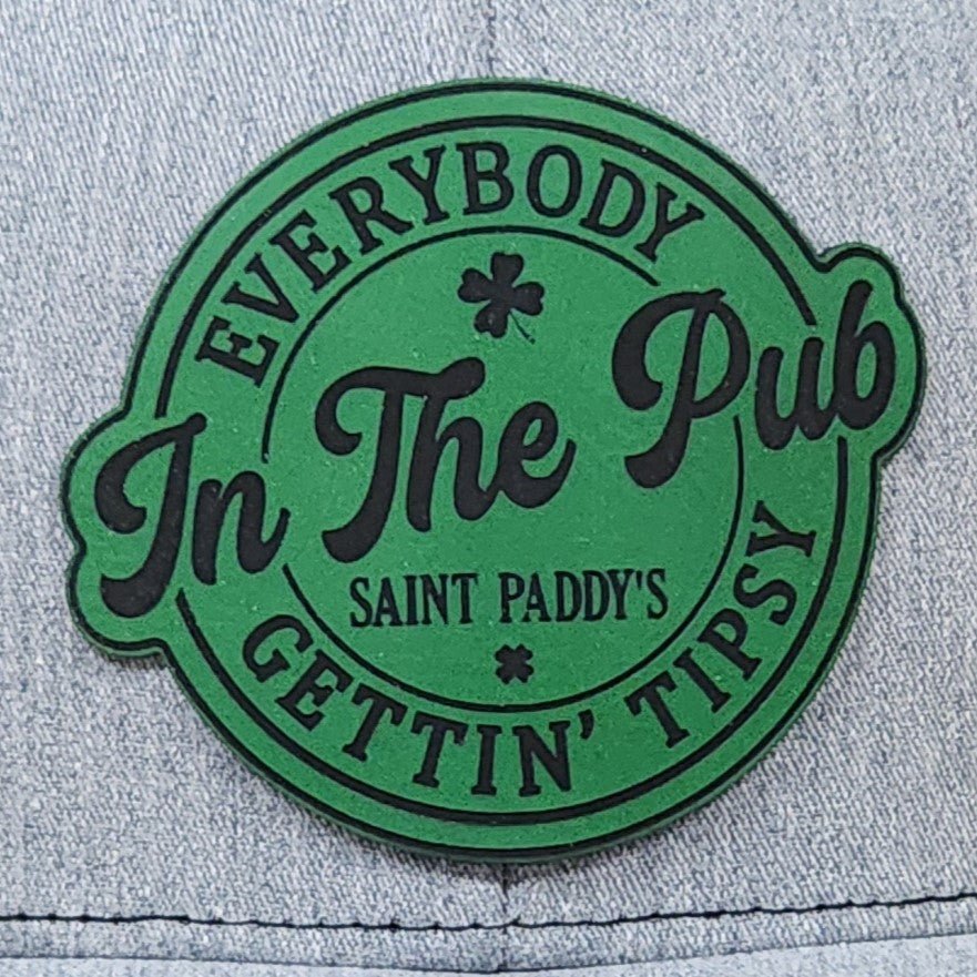 St Paddys Tipsy Engraved Leatherette Hat Patch - MR01 - LoneStar Adhesive