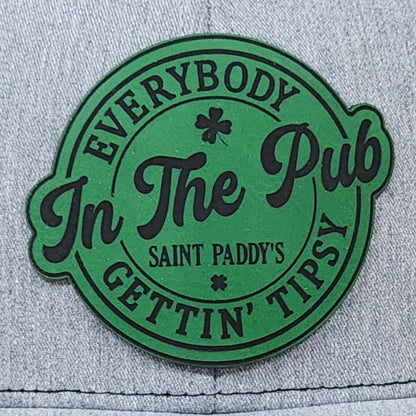St Paddys Tipsy Engraved Leatherette Hat Patch - MR01 - LoneStar Adhesive