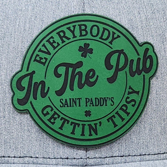 St Paddys Tipsy Engraved Leatherette Hat Patch - MR01 - LoneStar Adhesive