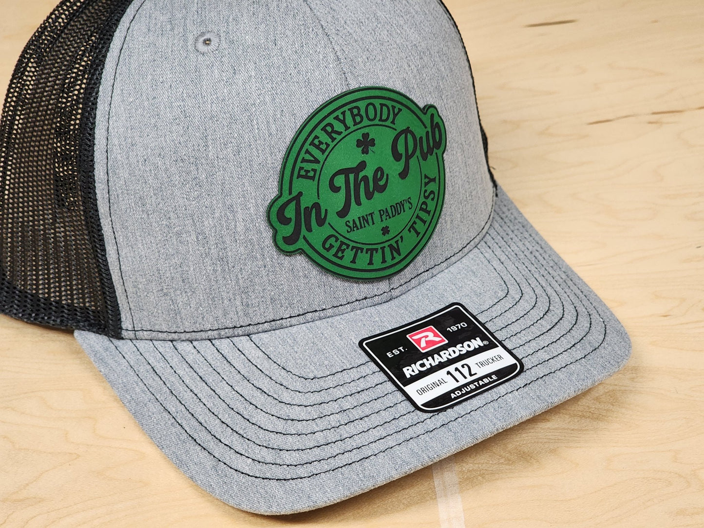 St Paddys Tipsy Engraved Leatherette Hat Patch - MR01 - LoneStar Adhesive