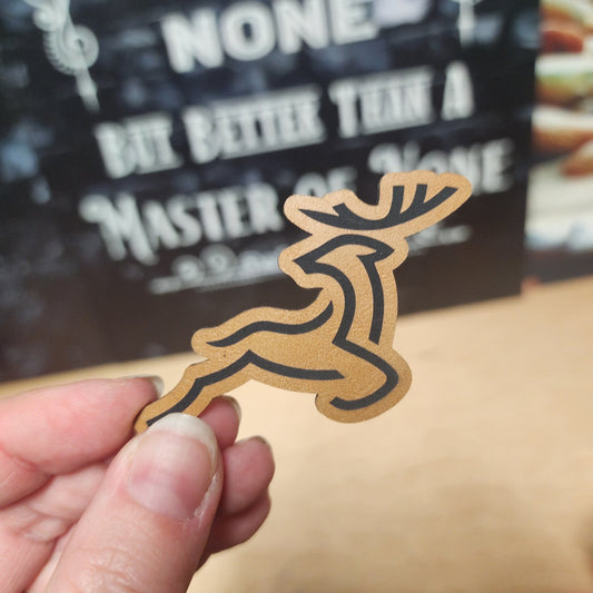 Stag Deer Outline (Saddle Tan) Engraved Leatherette Hat Patch - MR01 - LoneStar Adhesive