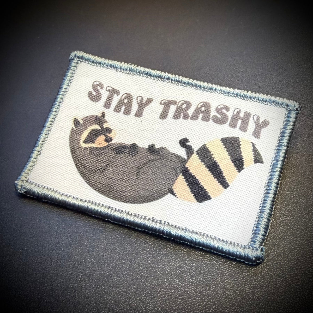 Stay Trashy Raccoon Trash Panda Funny Printed Morale Patch, 2x3" | VELCRO® Brand Hook Backing - #LoneStar Adhesive#