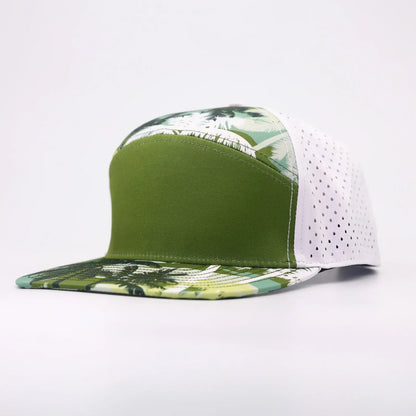 Green front with palm trees and white back