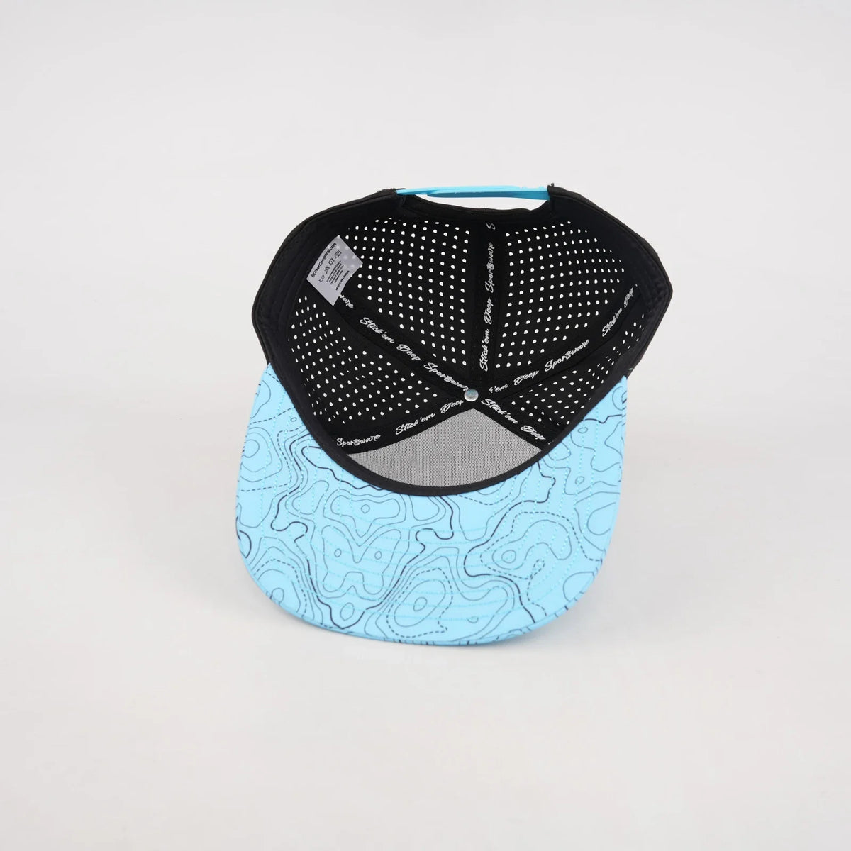 Baby Blue Topographic Flat Bill Snapback – Black Back