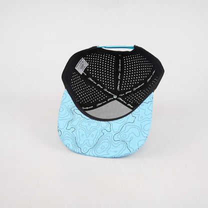 Baby Blue Topographic Flat Bill Snapback – Black Back
