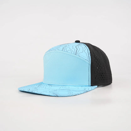 Baby Blue Topographic Flat Bill Snapback – Black Back