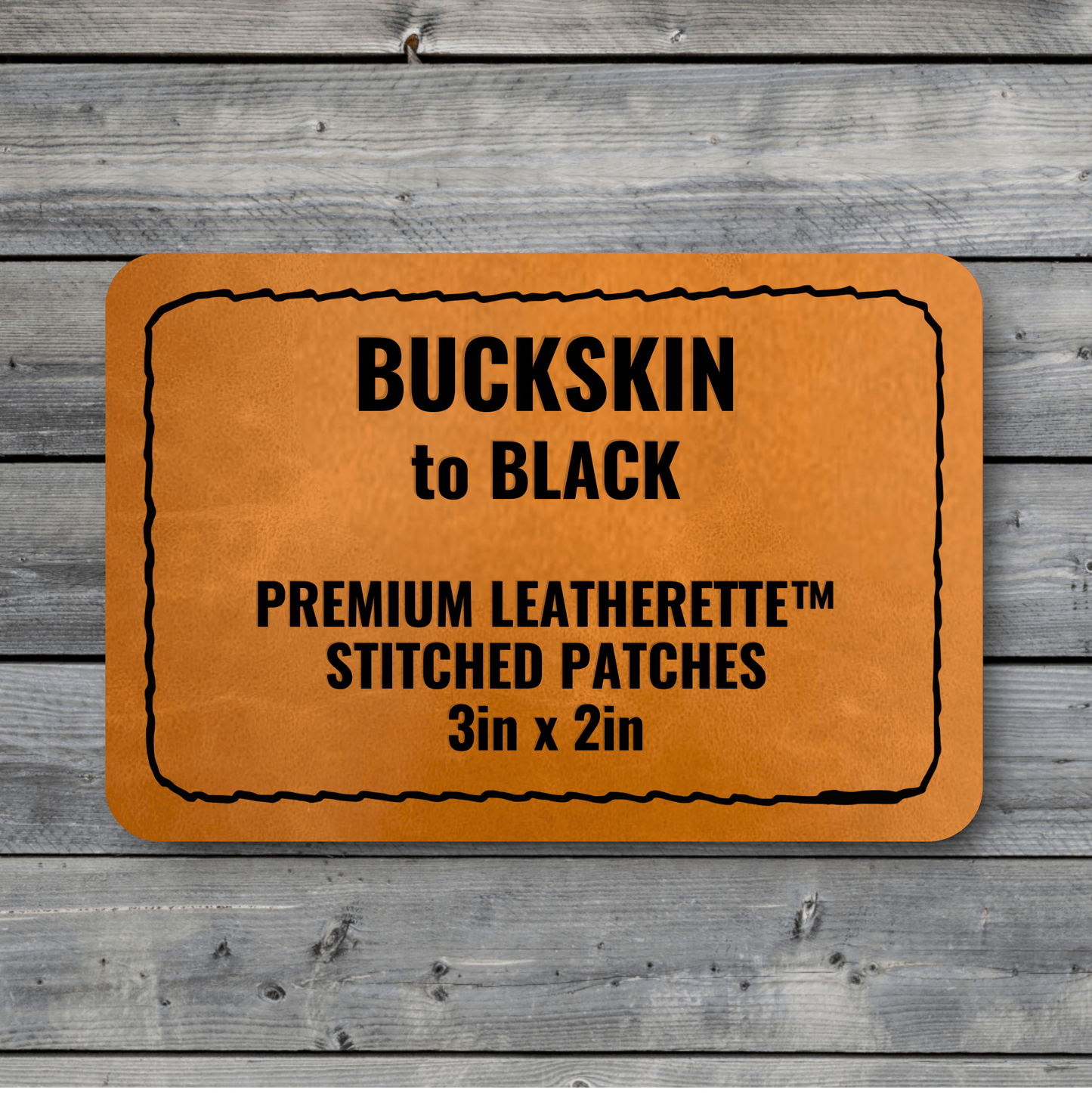 Stitched Patches: Heritage Buckskin / Black Premium Leatherette™ - #LoneStar Adhesive#