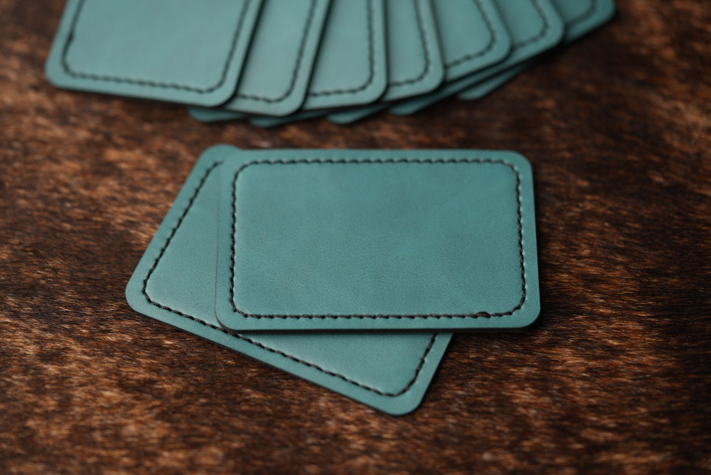 Stitched Patches: Heritage Topaz / Black Premium Leatherette™ - #LoneStar Adhesive#